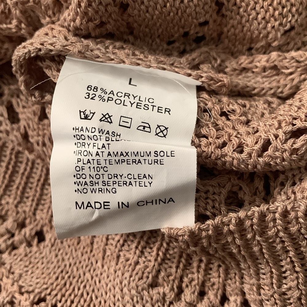 Gorgeous Open Weave Cardigan Sweater Taupe Size Large NWOT - Picture 4 of 4